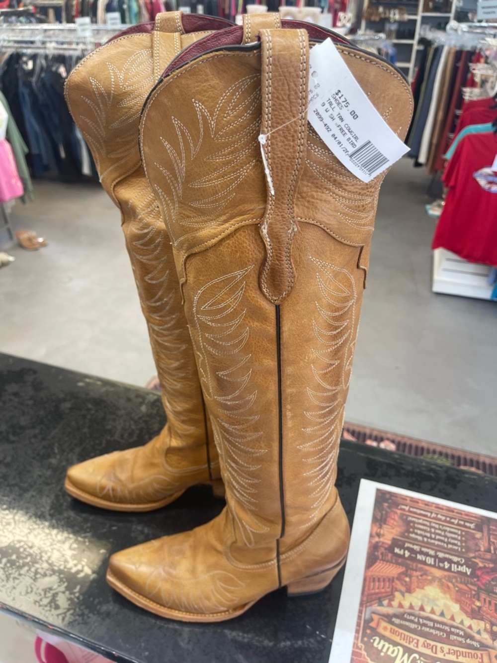 freebird Tan Knee-High Western Boots - Picture 2 of 8